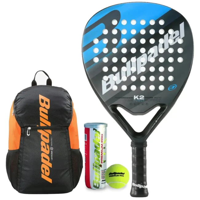 Bullpadel K2 Power 2023 Padel Racket + Performance Padel Backpack + 3 Padel Balls