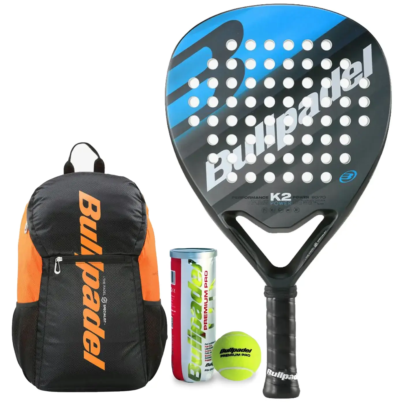 Bullpadel K2 Power 2023 Padel Racket + Performance Padel Backpack + 3 Padel Balls Bullpadel K2 Power 2023 Padel Racket + Performance Padel Backpack + 3 Padel Balls