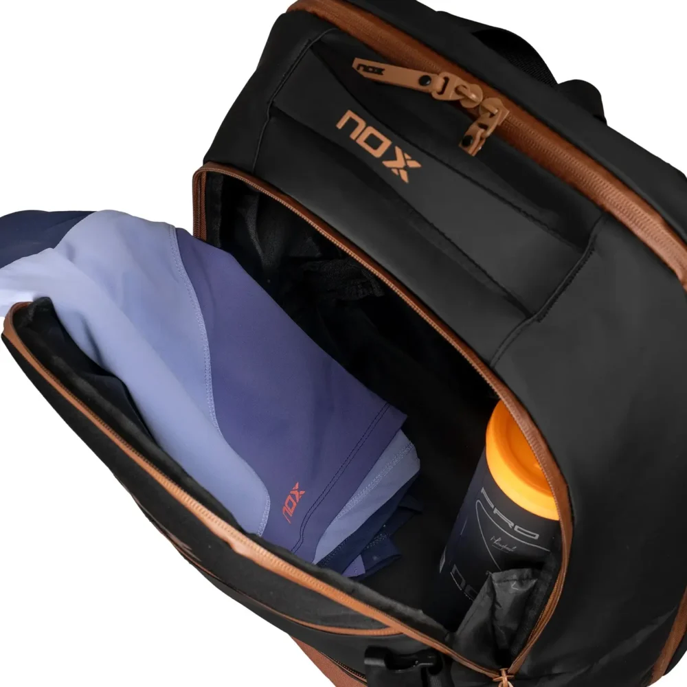 NOX Padel Backpack Luxury Open Series Black Brown 06