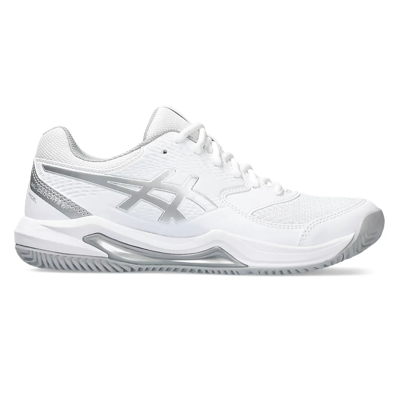 ASICS Gel Dedicate 8 White Pure Silver Women Padel Shoes 01 ASICS Gel Dedicate 8 White Pure Silver Women Padel Shoes 01