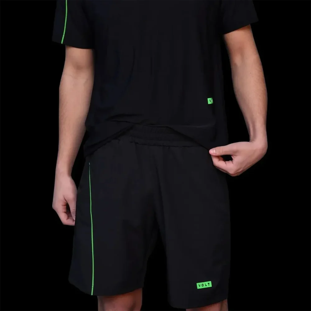 VOLT Performance Padel Shorts Black Green 02