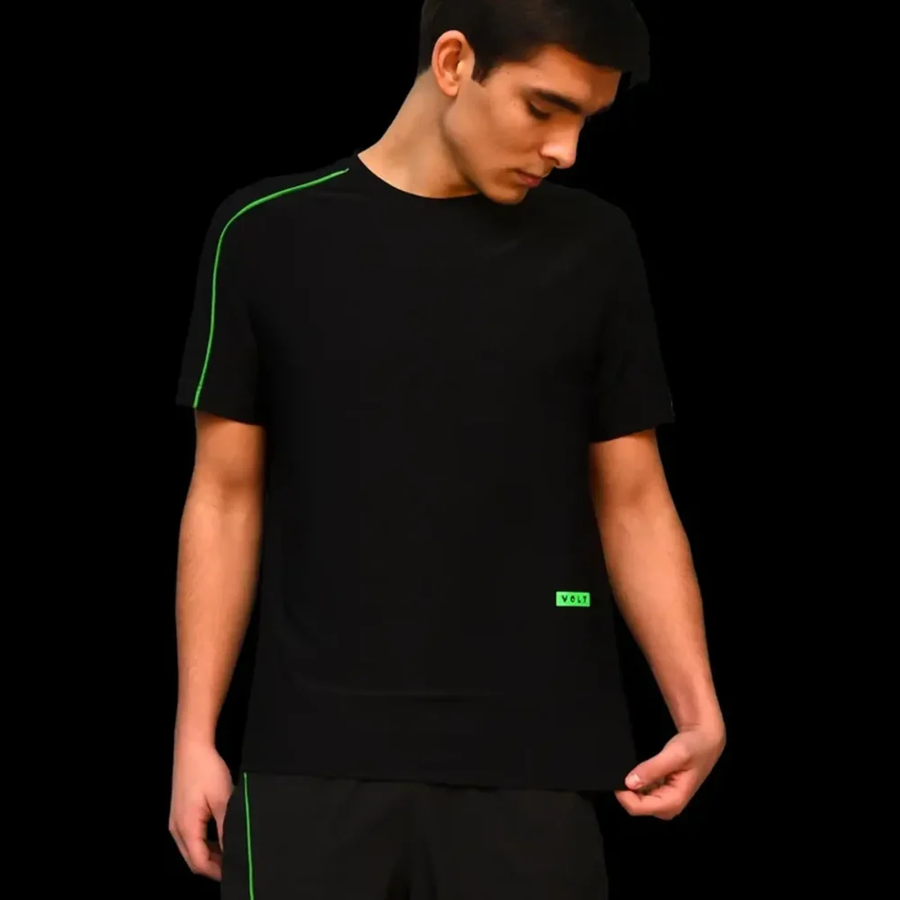 VOLT Performance Padel T-shirt Black Green 03