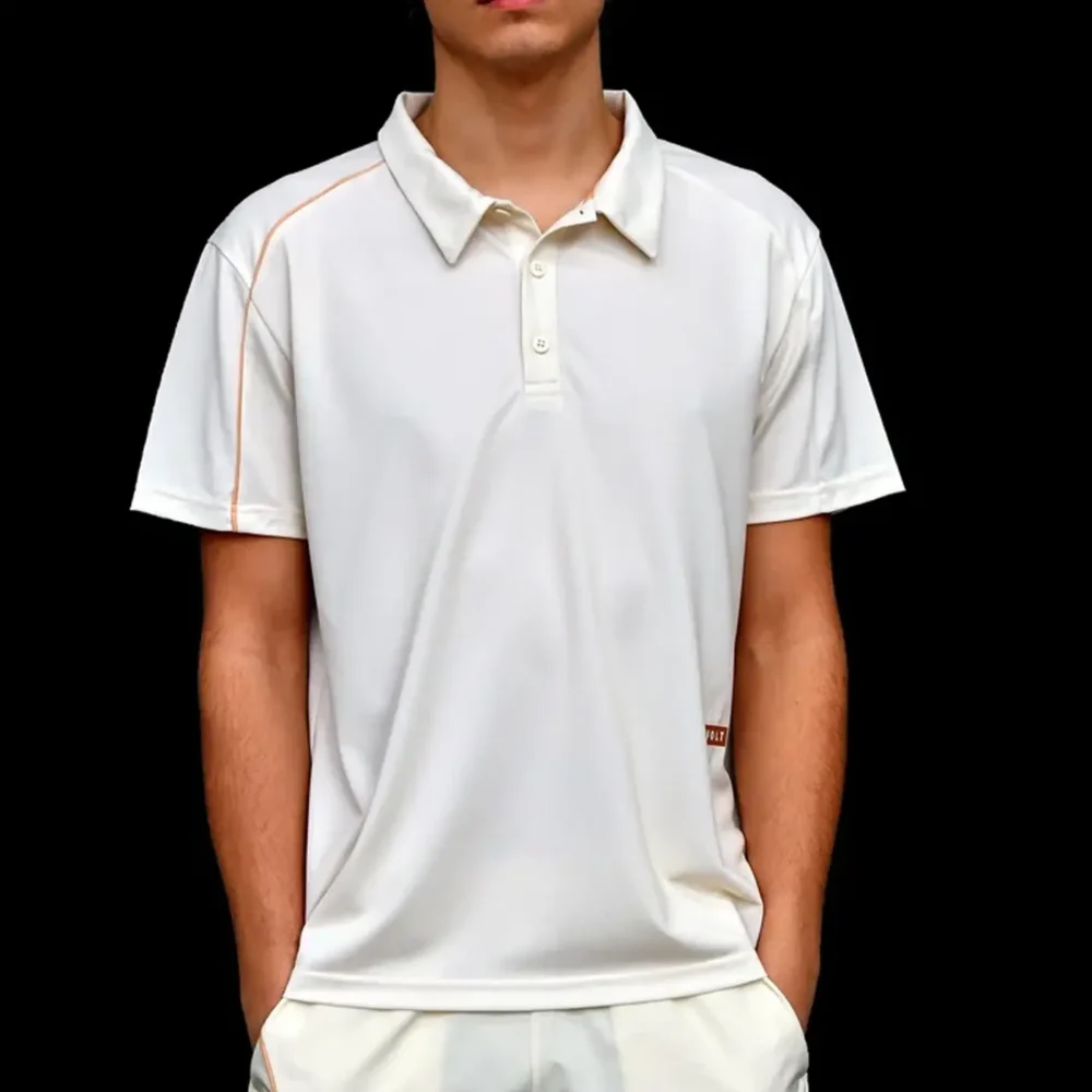 VOLT Performance Polo Padel Shirt Beige Gold 02